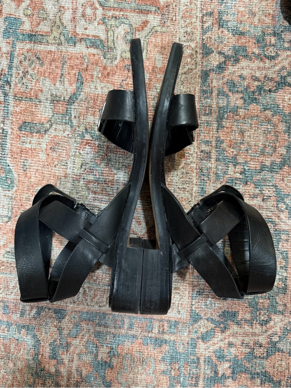 Zara Black Leather Sandals with Silver Buckles - Picture 3 of 6